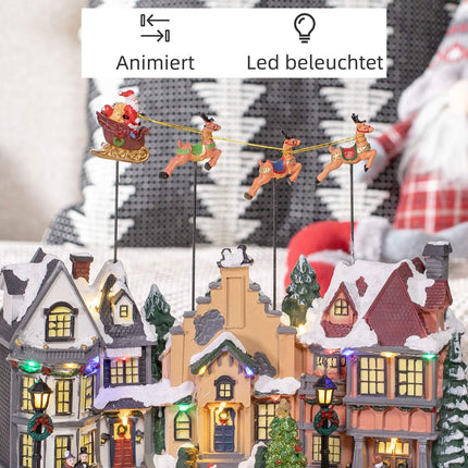Ziemassvētku rotājums ārā Animēts Ziemassvētku rotājums ar 22 LED gaismām, izgaismota ziemas brīnumzemes komplekts 38,5 x 20,5 x 33 cm