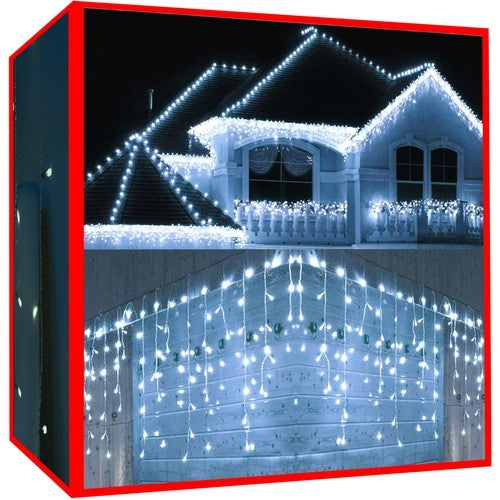 Ziemassvētku lampiņas - lāstekas 300 LED auksti baltas 31V