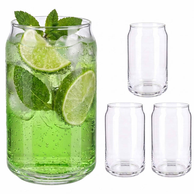 Caurspīdīgas, bundžas formas, longdrink glāzes, 4 gab. komplekts