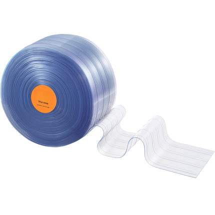 Clear Ribbed PVC Strip Curtain Roll, 100 Ft x 12 In