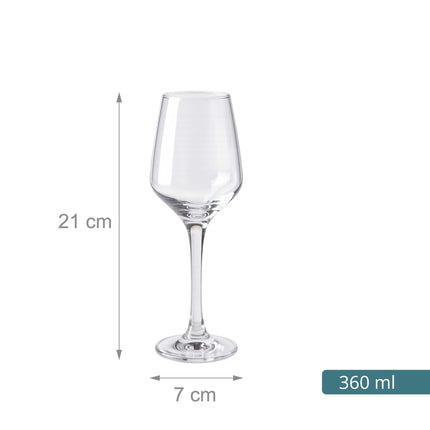 Caurspīdīgu vīna glāžu komplekts (4 gab.), tilpums 360 ml