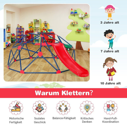 Kāpšanas rāmis ar kupolu un slidkalniņu kupola formā, 241,5 x 183 x 91,5 cm, sarkans