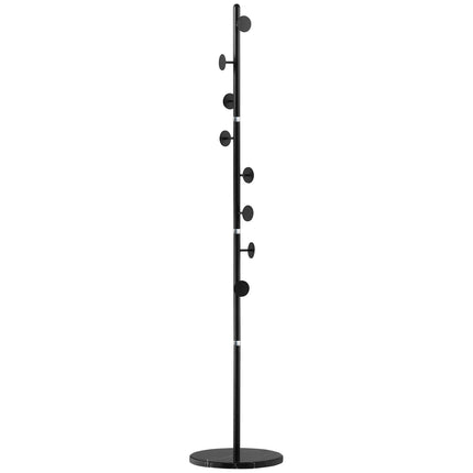Drēbju pakaramais, Mēteļu pakaramais ar 8 āķiem, Mēteļu pakaramais drēbēm, Cepures, Priekšnams, Ieeja, Tērauds, Melns, 35x35x170 cm