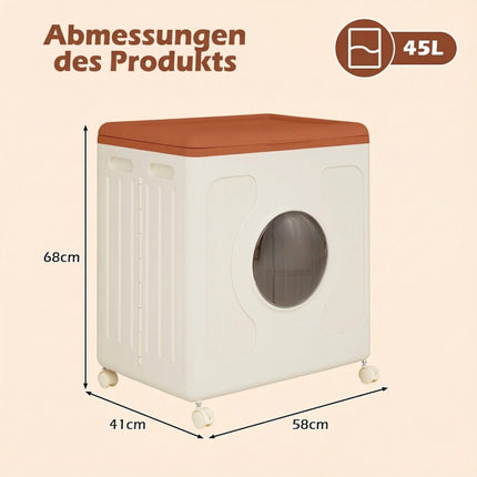 Apģērbu uzglabāšanas kaste ar vāku, riteņiem, 45 l, oranža