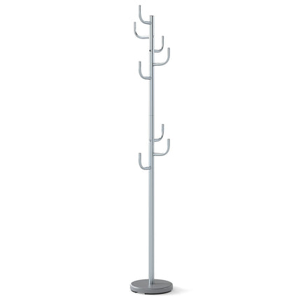 Mēteļu pakaramais, 175 cm, 8 āķi, regulējams augstums, sudrabs