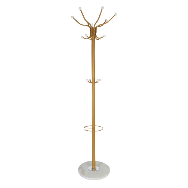 Coat Rack with Umbrella Stand, 16 Hooks, Marble Base