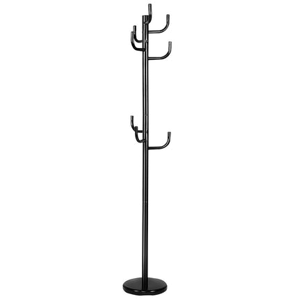 Mēteļu pakaramais ar 8 āķiem, metāla, melns, 38 x 175 cm