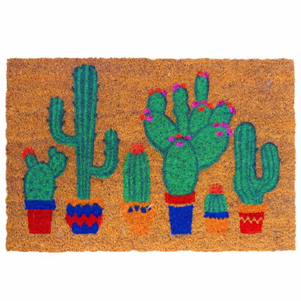 Kokosšķiedras paklājiņš durvīm, botāniskais raksts, 60x40 cm