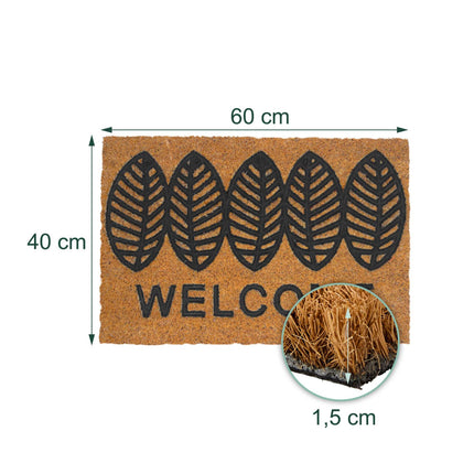 Kokosriekstu un PVC durvju paklājiņš, 60x40 cm, neslīdošs, dabīgs