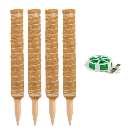 Kokosriekstu standziņas, 4 gab. iepakojumā, 40 cm, ar ziedu rakstu stiepli