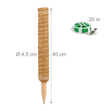 Kokosriekstu standziņas, 4 gab. iepakojumā, 40 cm, ar ziedu rakstu stiepli
