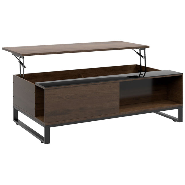 Modern coffee table in black steel with storage, 102x58x35.5 Cm
