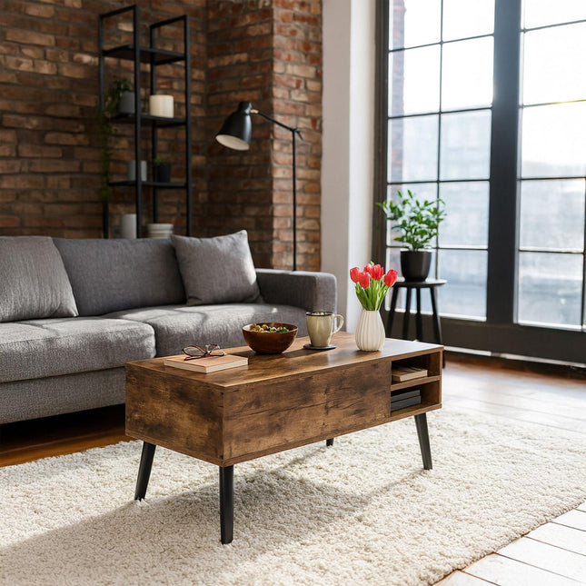 Coffee Table with Hidden Storage – Lift-Top, Industrial Design