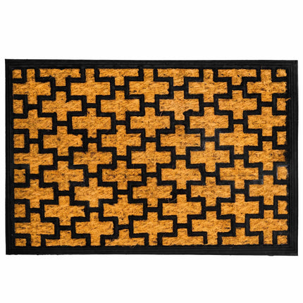 Kokosšķiedras un PVC durvju paklājiņš, 60x40 cm, dabīgs un melns