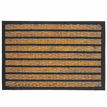 Kokosšķiedras un PVC durvju paklājiņš, 60x40 cm, dabīgs un melns