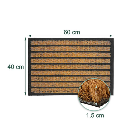 Kokosšķiedras un PVC durvju paklājiņš, 60x40 cm, dabīgs un melns