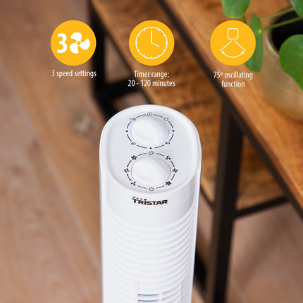 Column fan with timer