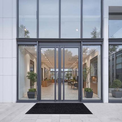 Commercial Door Mat 5 x 3 ft, Grey, Non-Slip PVC Backing