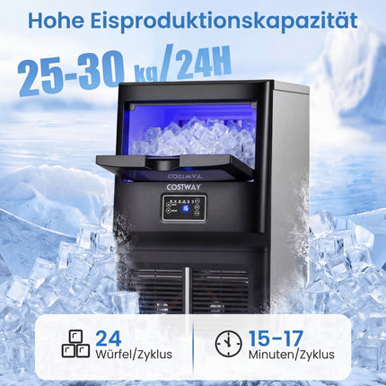 Komerciālais ledus automāts, 25-30 kg/dienā, nerūsējošais tērauds