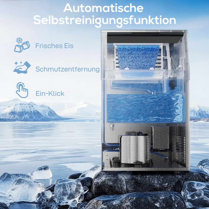 Komerciālais ledus automāts, 45 kg/dienā, nerūsējošais tērauds, brīvi stāvošs