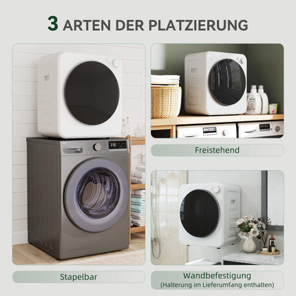 Kompakts veļas žāvētājs, 4 kg, 5 programmas, 800 W/400 W, balts