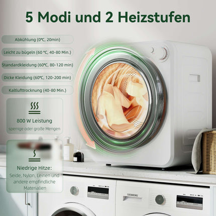 Kompakts veļas žāvētājs, 4 kg, 5 programmas, 800 W/400 W, balts