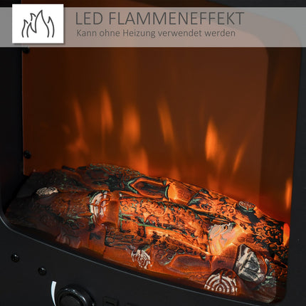 Kompakts elektriskais kamīna sildītājs, 900 W/1800 W, melns