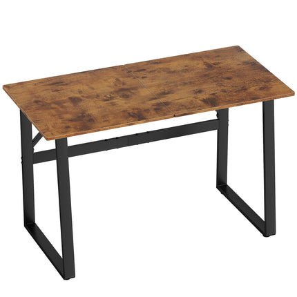 Computer Desk with Steel Frame 120 x 60 x 76 cm, Rustic Brown, Black