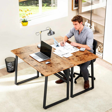 Computer Desk with Steel Frame 120 x 60 x 76 cm, Rustic Brown, Black