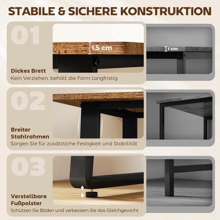 Computer Desk with Steel Frame 120 x 60 x 76 cm, Rustic Brown, Black