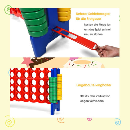 "Connect Four Game 4 Wins" galda spēle "Chetri in a Row Game" ar 42 Jumbo gredzeniem