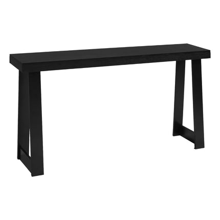 Console Table 140 cm, Narrow Black Sofa Table With Shelf