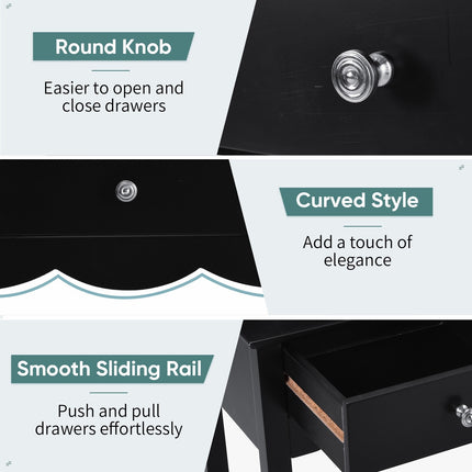 Console Table with 3 Drawers for Hallway and Entryway, Black, High Gloss MDF