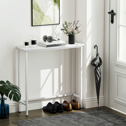 Konsoles galds ar regulējamām kājām, pret apgāšanos, 75x24x76 cm, balts