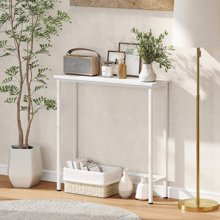 Konsoles galds ar regulējamām kājām, pret apgāšanos, 75x24x76 cm, balts