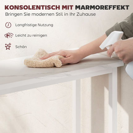 Konsoles galds ar regulējamām kājām, pret apgāšanos, 75x24x76 cm, balts