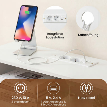 Konsoles galds ar LED apgaismojumu un uzlādes staciju
