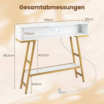 Konsoles galds ar LED apgaismojumu un uzlādes staciju