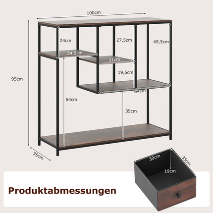 Konsoles galdiņš ar uzglabāšanas vietu, industriāls stils, brūns