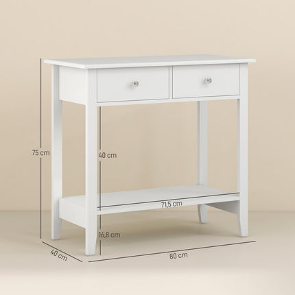 Konsoles galds, priekšnama galds, sānu galds ar 2 atvilktnēm, kumodes ieeja, masīvkoks 80 x 40 x 75 cm