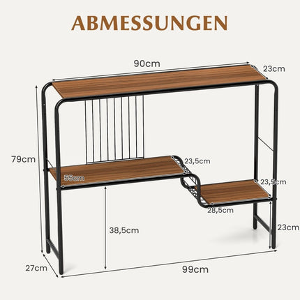 Konsoles galdiņš priekšnama galdiņš ar 2 plauktiem un metāla rāmja ieejas galdiņu ar regulējamām kājām 99 x 27 x 79 cm