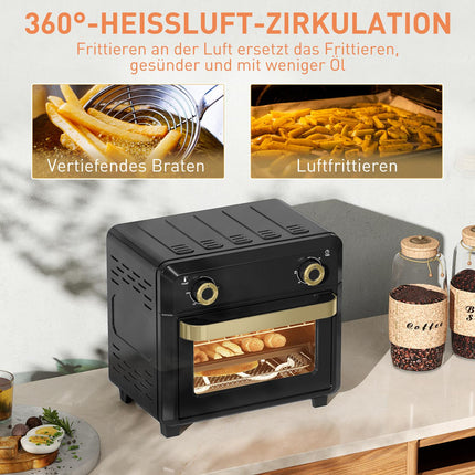 Konvekcijas mini krāsns, gaisa fritieri, taimeris, 10 l, melna