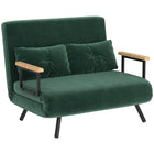 Convertible Sofa Bed with Adjustable Backrest, Green Fabric