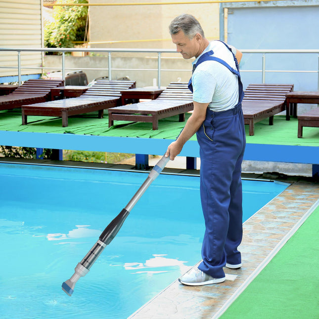 Cordless pool vacuum cleaner with light and adjustable aluminum rod