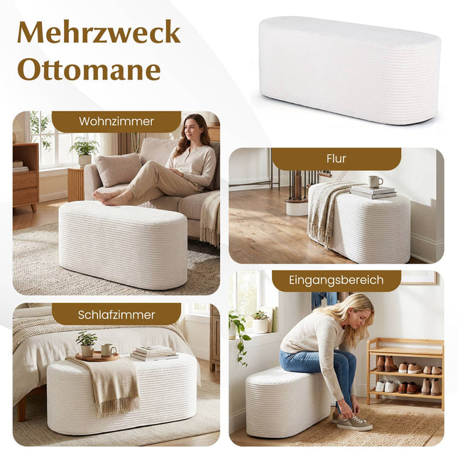 Velveta pufa sols, 120 cm, bēšs, augsta blīvuma putas