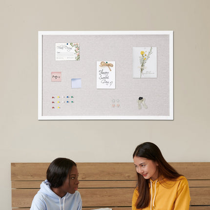 Cork Bulletin Board 36 x 24 in, White Linen Surface