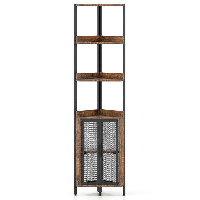 Stūra grāmatu plaukts ar skapi un metāla rāmi, 170 cm