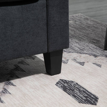 Dark gray reversible L-shaped fabric sofa with chaise longue