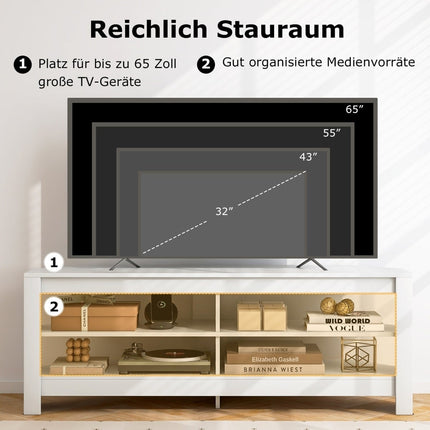 Corner TV Stand with Charging Station & 4 Shelves for 65" TVs