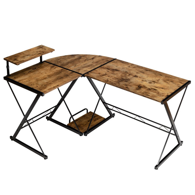 Corner desk L-shaped computer desk made of wood 147 x 112 x 79 cm brown